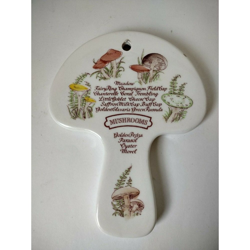 Vintage Avon Weiss Ceramic Mushrooms Trivet Spoon Rest Wall Art Hand Painted